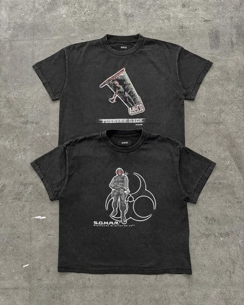 Trend Mens Cartoon Printed Short Sleeve Fashion Retro Street TWear Y2k Top Harajuku Gothic Punk Washed Oversized Tshirt 250418