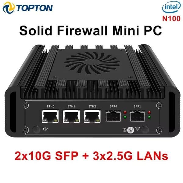 Topton Solid Firewall Mini PC 2x10G SFP 3x25G Lans Intel i3 N305 N150 DDR5 NVMe Proxmox pfSense OPNsense Home Server Host thumbnail 2