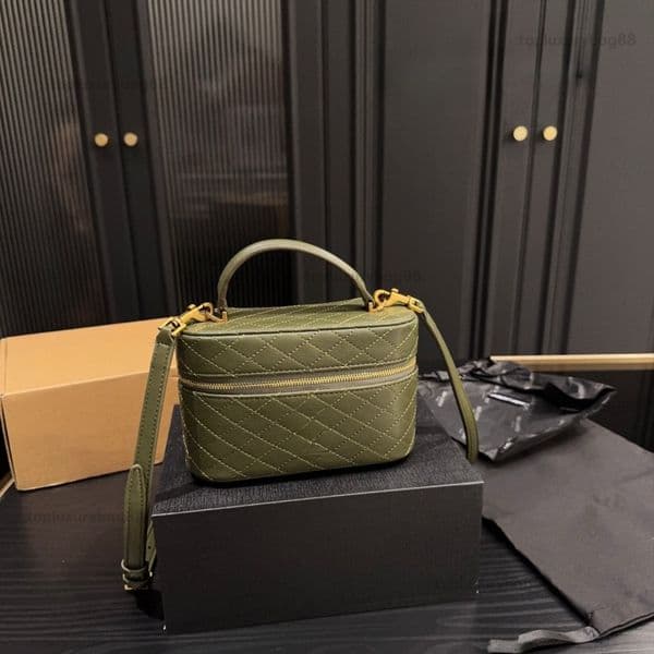 Top Quality Vanity Case Bag Designer Makeup Cowhide Genuine Leather Chain Box Handbag Women Luxury Shoulder Crossbody Gabys
