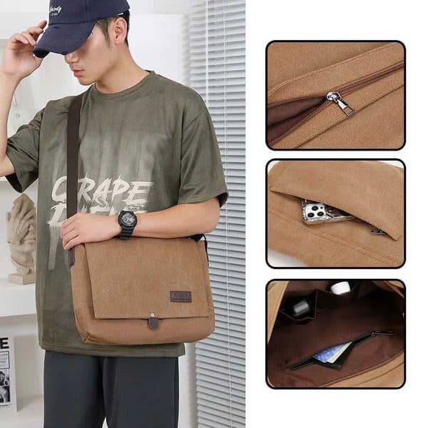 Fashion Mens canvas casual flip-top shoder bag Y251121
