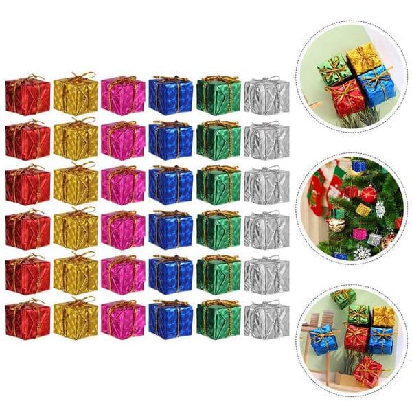 36 Pcs Indoor Mini Presents Decor Christmas Tree Decoration Hanging Boxes OrnamentsW251121