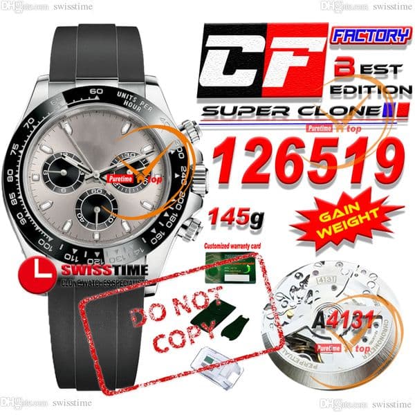 126519LN SH4131 Automatic Chronograph Mens Watch CF 40 904L Steel Ceramics Bezel Gray Black Dial Oysterflex Strap Gain Weight With Serial Card CHS FClean Swisstime