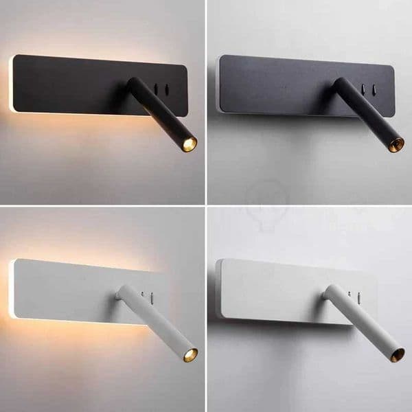 Black Nordic bedside wall lamp LED bedroom reading wall lamp living room study with switch rotating wall lampW251121