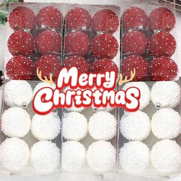 6/30pcs Glitter Champagne White Red Christmas Balls Ornaments Sparkling Xmas Tree Hanging Ball Pendants New Year Party DecorW251121