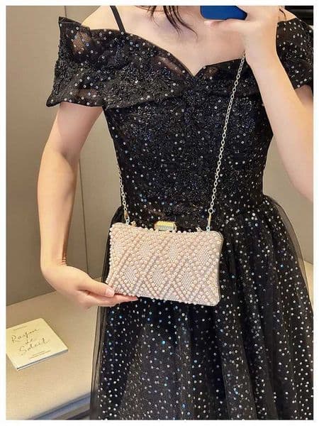 Banquet bag European and American womens handbag pearl studded diamond handbag formal dress evening dress bag womens bag K251121