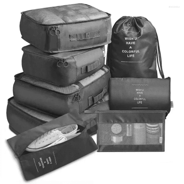 Storage Bags Complete Travel Bag Organizer Set 7 Pieces For Clothes Shoes Blanket With Suitcase Packing Cubes
