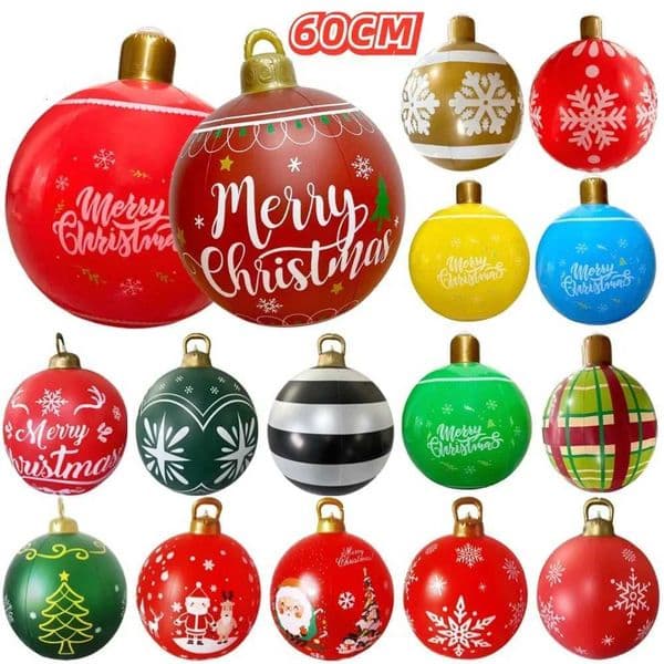 60cm Giant Inflatable Christmas Balls PVC Giant Big Large Balls Xmas Tree Decorations Toy Outdoor Xmas Holiday Yard Lawn BallsW251121