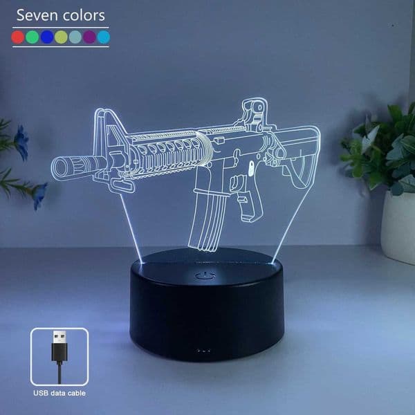 1pc submachine gun modeling night light USB atmosphere table light holiday gift table light for friendsW251121