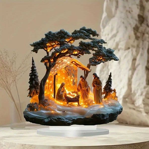 2D Acrylic Desktop Christmas Decor Jesus Birth Scene Christian Home Decorations Desktop Ornament Festive GiftW251121