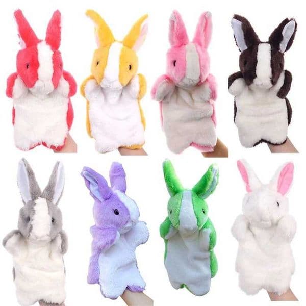 Rabbit Hand Puppet Cartoon Easter Bunny Finger Glove Stuffed Animal Muppet Kids Early Educational Boys Girls Theater Toys Dolls X251121
