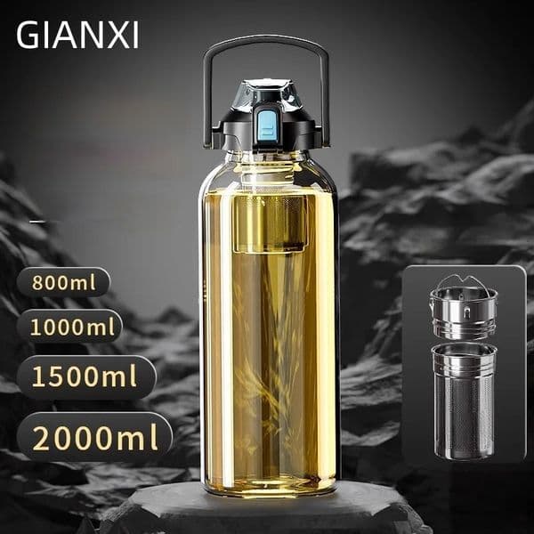 GIANXI Outdoor Large Capacity Sports High Temperature Resistant Transparent Glass Portable Tea Separation Cup 251114