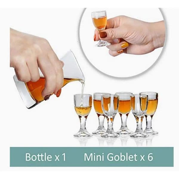 Super small wine glass with Hip Flask China Japan Baijiu shooting glasses Maotai spirit set 7 pieces 250421