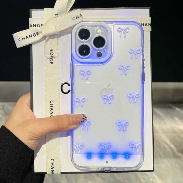 Luminous Call Light Up Flash Bowknot Phone Case For iPhone 17 16 15 13 12 11 14 Pro Max Plus FIve Color Light Change Cases CoverW251121