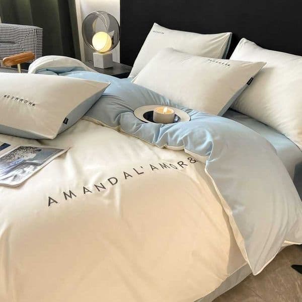 2026 Ins High-End Washed Cotton Bedding Set Light Luxury Embroidered Quilt Cover Bed Student Dormitory Fitted Sheet Y251121 Free Shipping