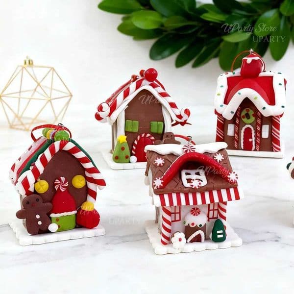 1pc Gingerbread House Ornaments for Christmas Resin Christmas Gingerbread Hanging Ornaments for Christmas Tree Xmas Party DecorW251121