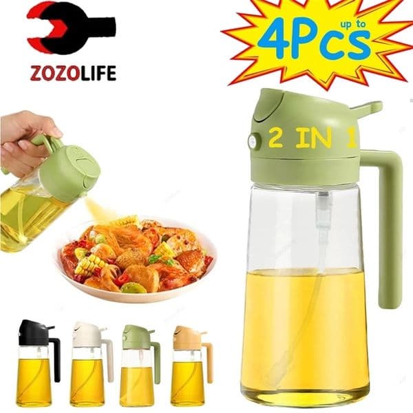 1-4Pcs 2in1 Oil Sprayer Bottle Plastic BBQ Cooking Oil Dispenser Olive Oil Pourers Sprayer Kitchen Baking Vinegar Bottle 251114ww