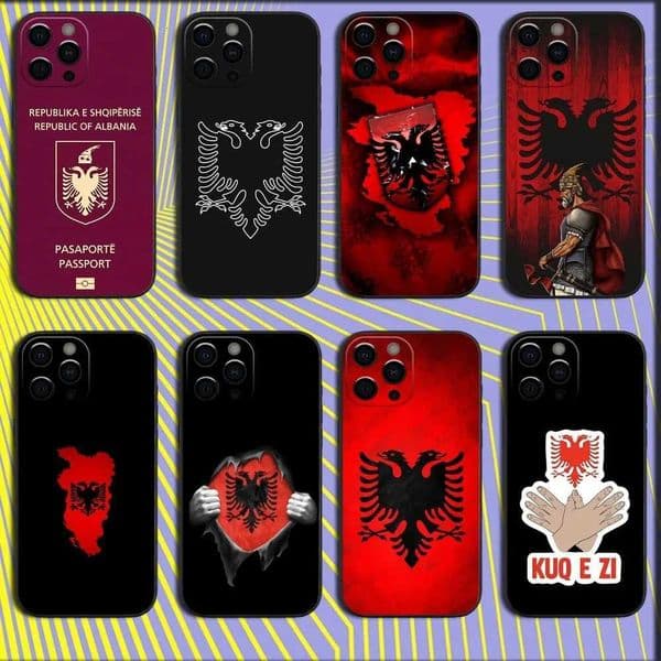 Funny Albania Albanians Flag Phone Case For iPhone 16 15 14 13 12 11 Pro Max Mini X XS SE 7 8 Plus 16E Shockproof Soft CoverW251121