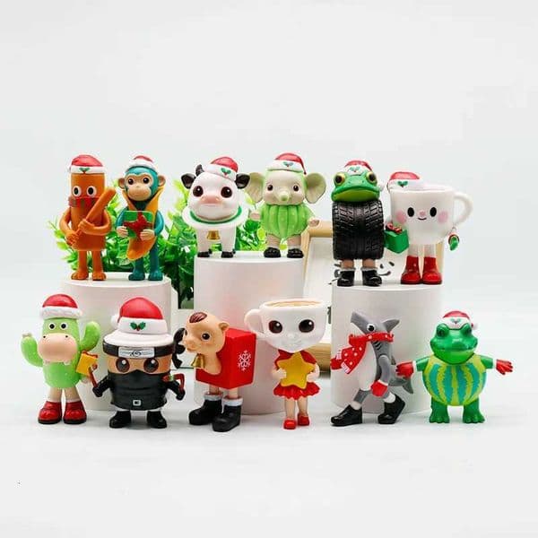 12pcs/Set Christmas Tung tung Sahur Action Figure Toy PVC Model Italian Brainrot Tun Tung Sahur Figures Christmas Toy X251121