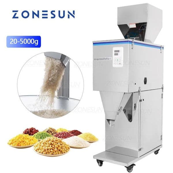 ZONESUN Food Racking Machine Granular Powder Materials Weighing Packing Machine Filling Machine 20-5000g For Seeds Coffee Bean