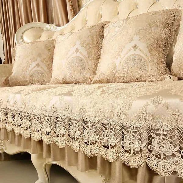 Europe Lace Sofa Cover 1 2 3 Seater Luxury Furniture Slipcover Recliner Leather Couch Towel Armchair Cover Non-slip Living Room C251121