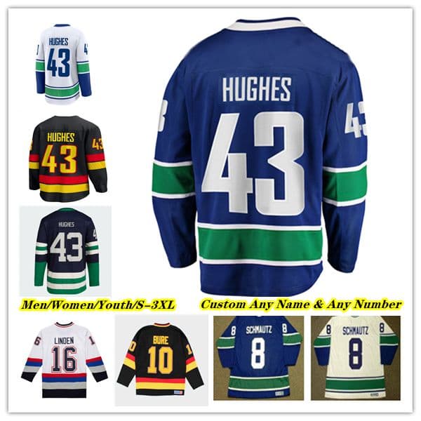 #43 Quinn Hughes Hockey Jersey canuck Elias Pettersson Aatu Raty Kiefer Sherwood Brock Boeser Evander Kane Conor Garland Jake DeBrusk Drew O'Connor Filip Hronek Myers