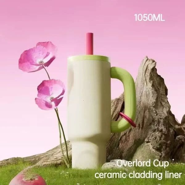 1050MLCar beverage cup with straw handle double stainless steel Flasks large capacity outdoor ice block water bottle 250422