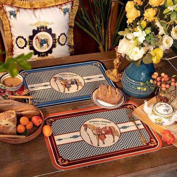 Waterproof and anti-scalding desktop heat insulation European leather placemat Western food Thousand bird grid Oil-proof