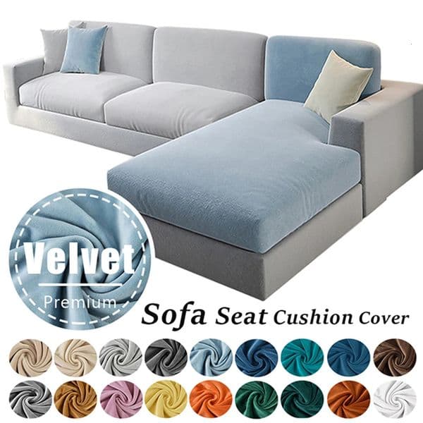 Super soft velvet sofa seat cushion cover solid color elastic thick segmented Lshaped corner armchair 250422