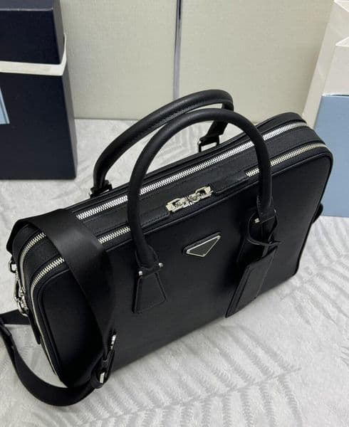 Mens Briefcase Handbags 12A Saffiano Leather Laptop Bag Sacoche Homme Fashion Designer Handbag Double layer Bags High capacity Crossbody shoulder bag travel