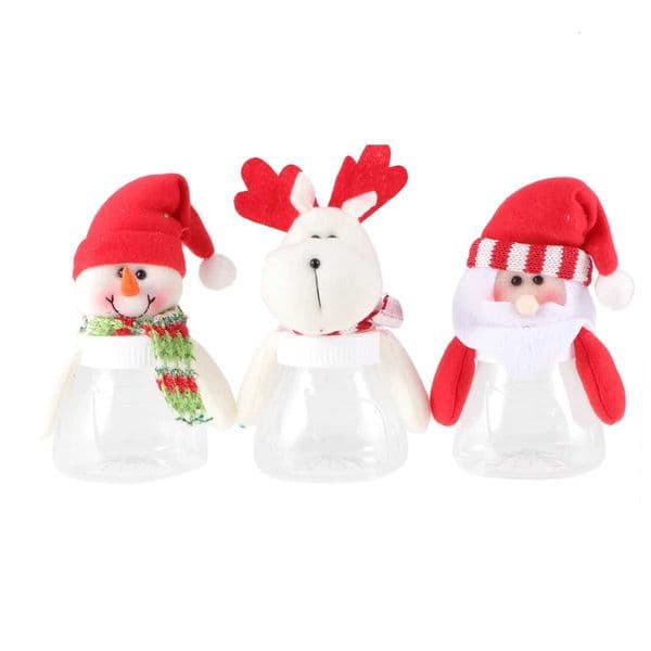 10pcs Christmas Candy Jars Clear Plastic Candy Container Santa Snowman Elk for Snacks Cookie Box Party Decoration X251122