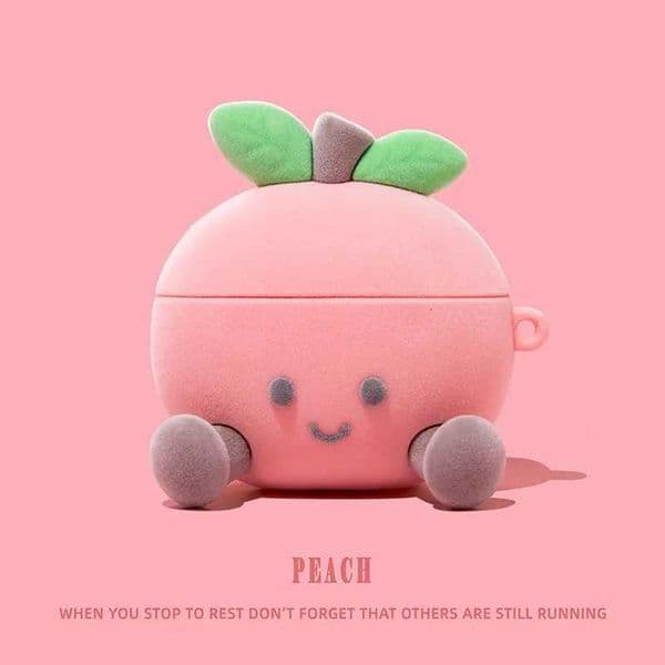 For Airpods 1 2 3 4 Pro 2 Pro 3 Peach Plush Silicone Earphone Case Accessories CoverW251122