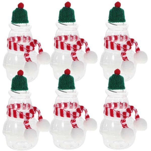 Christmas Snowman Juice Bottles 6 Sets Sealing Water Containers Cold Drink PET Smooth Edge Milk Fruit Beverage Bottle Safe X251122