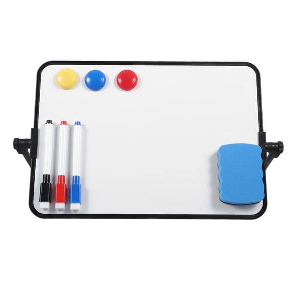 Small Double-Sided Magnetic Whiteboard Portable Calendar Office Note Message Stand Easel Writing Tablet Black 250411