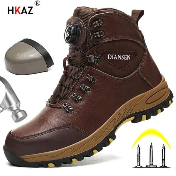 Rotating Button Safety Shoes Men Work Sneakers Indestructible Shoes Puncture-Proof Protective Shoes Work Boots Tactical Boots 250421
