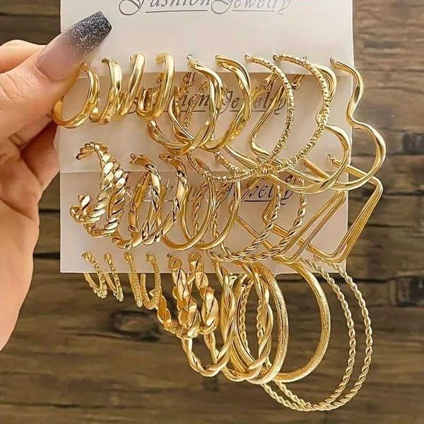 Simple geometric block heart-shaped circular ring earrings retro cross twisted pattern earrings womens casual daily jewelryXJ250421