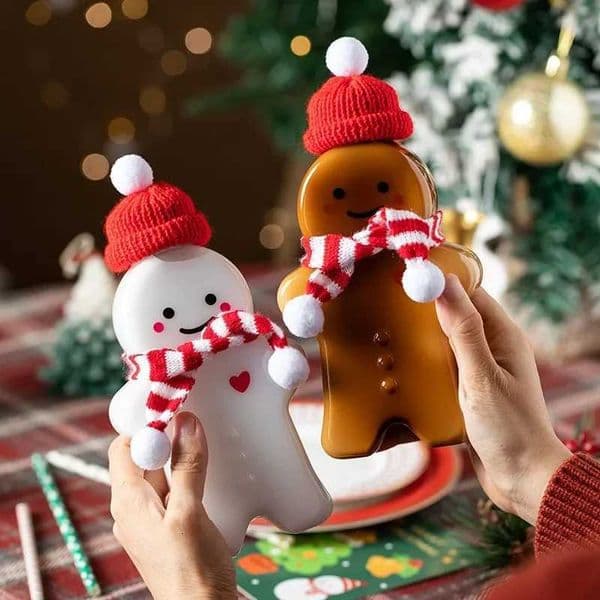 10pcs Kawaii Christmas Water Bottle Christmas Party Decoration Gingerbread Man Snowman Shaker Cup Juice Drink Bottles Kids Gifts Xmas X251122
