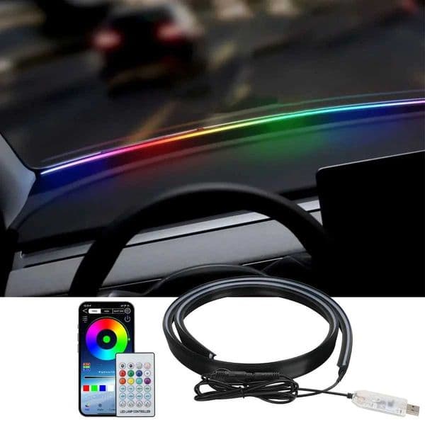 140/150CM Car Interior Symphony Acrylic Ambient Strip Light LED Hidden Front Soundproofing Strip Instrument Panel DecorationW251122