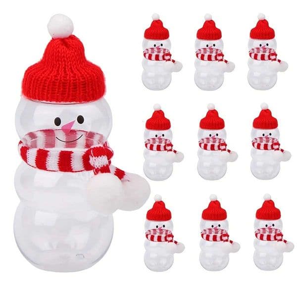 Cute Christmas snowman plastic DIY decorative jar set including 4 jars 4 hats and 4 scarves for Christmas DIY decoration X251122