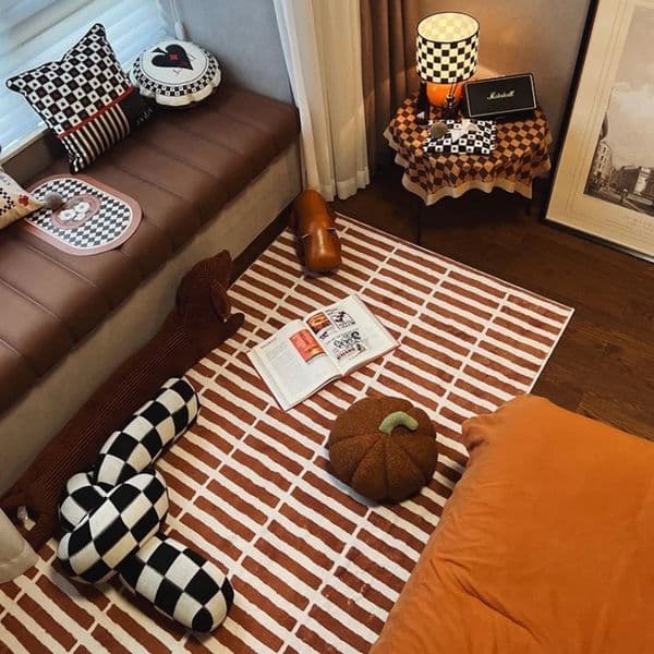 Retro Square Brick Living Room Floor Mat Home Coffee Table Carpet Light y Cloak Non slip Soft Bedroom Lounge 250422