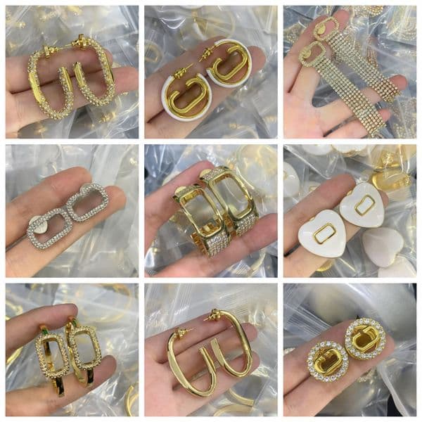 Designer Earrings for Woman Gold Plated Letters Stud Earrings Luxury Brand Women Earring Jewelry Party Wedding Gift