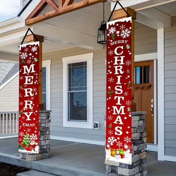 A Pair of Christmas Banners for Holidays Suitable for Home Party or Garden Decoration -180cm/708 Inches X 30cm/118 InchesW251122