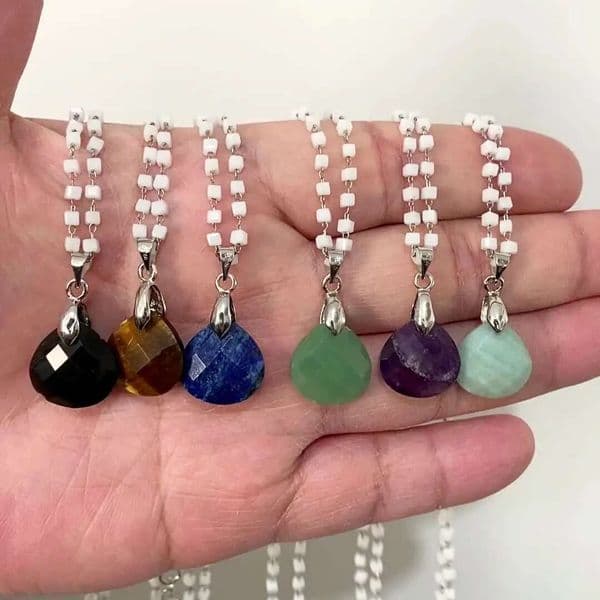 Healing Big Waterdrop Shape Amethysts Pendant Natural Stone Quartzs Tiger Eye Necklace Choker Jewelry Gift For Women