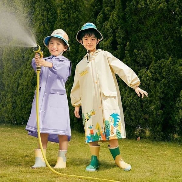 Childrens Raincoat Kindergarten Boys and Girls Go To School with Schoolbags Rainproof Clothes Cartoon Poncho Rainsuit 250421
