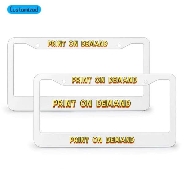 POD Customize Creative License Plate Frame with a Pair of Circular Holes, Fashionable Design