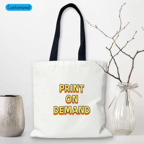 POD Custom Free Shipping Lightweight Canvas Tote Bags - Customized by Top Designers with Heat Transfer Printing