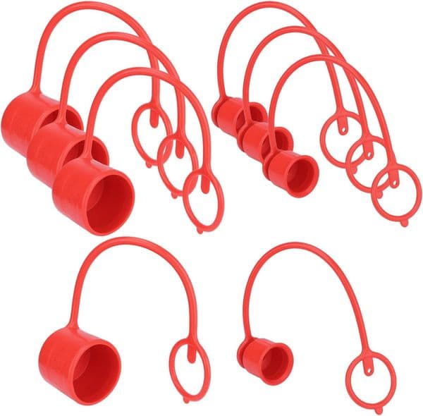Dust Caps Plugs for 1/2" Flat Face Hydraulic Quick Connect Couplers, 4 Sets Male & Female Rubber Covers for Skid Steer Bobcat Couplings