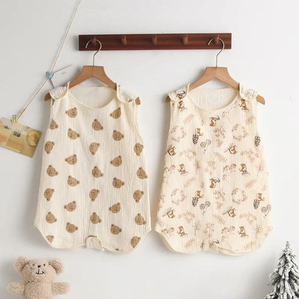 Spring and summer thin baby plain weave sleeping blanket boys girls cotton bag sleeveless wearable born soft highdimensional packaging pajamas 250422
