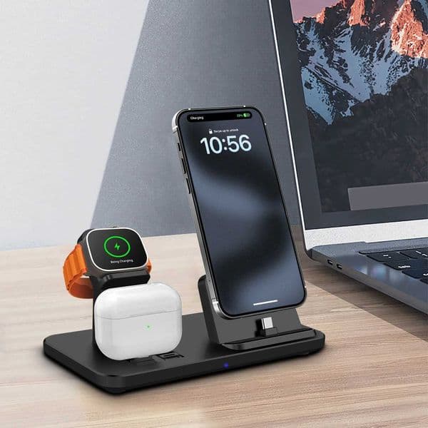 15W 3 in 1 Wireless Charger Stand For iPhone 16/15 Pro/Pro Max /Plus Airpods Pro 2 iWatch 10 9 8 7 6 5 4 Fast Charging Station Y251122