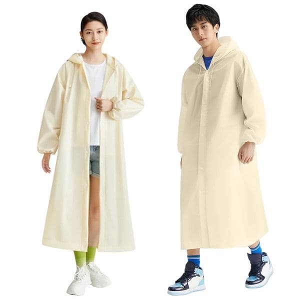 Adult Long Raincoat Reusable Waterproof Rain Coat Windproof Hooded Rain Poncho Drawstring for Outdoor Travel Emergency 250421