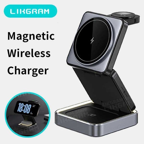 LIKGRAM 3 in 1 Magnetic Wireless Charging Foldable for iPhone 12-17 Watch AirPods 3-4not for Airpods 2 W90 Y251122